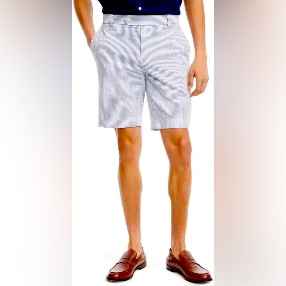 Brooks Brothers Men's 9" Washed Stretch Cotton Seersucker Striped Shorts - 36w